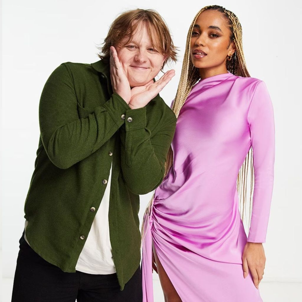Lewis Capaldi posing with a female model for Asos